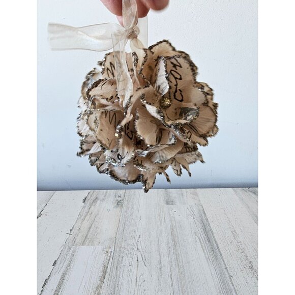 Shabby chic pom pom glitter ornament decor flower Xmas tree spring decor - Picture 3 of 6